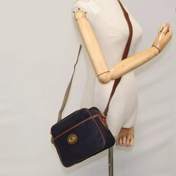 Burberrys Shoulder Bag Suede Navy Auth - Picture 1 of 16